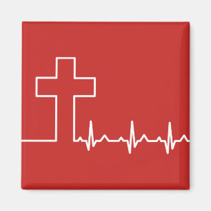 Aimant Croix des Chrétiens Battement de coeur Vie EKG ECG