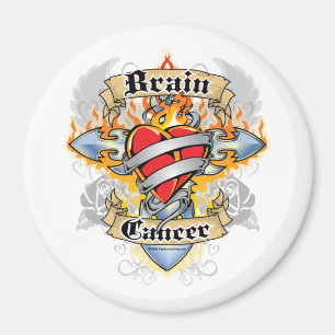 Aimant Croix et coeur de cancer du cerveau