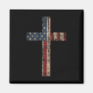 Aimant Croix patriotique - Foi Drapeau Américain Nous Ind