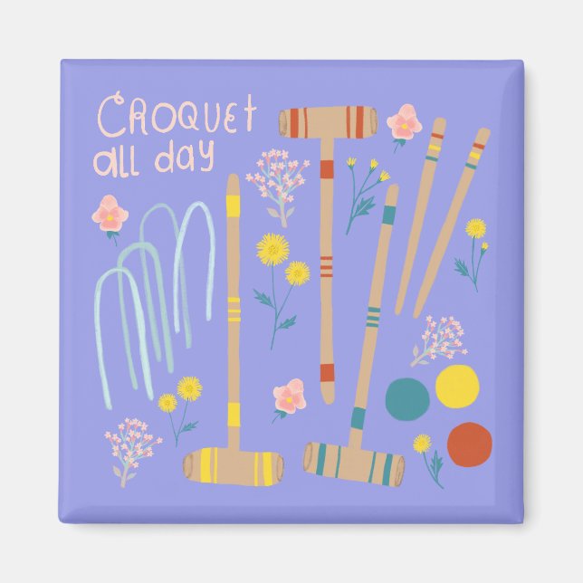 Aimant CROQUET TOUTE LA JOURNÉE Jeu de pelouse amusant mi (Devant)