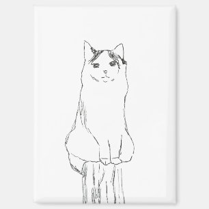 Aimant Croquis de chat mignon moderne