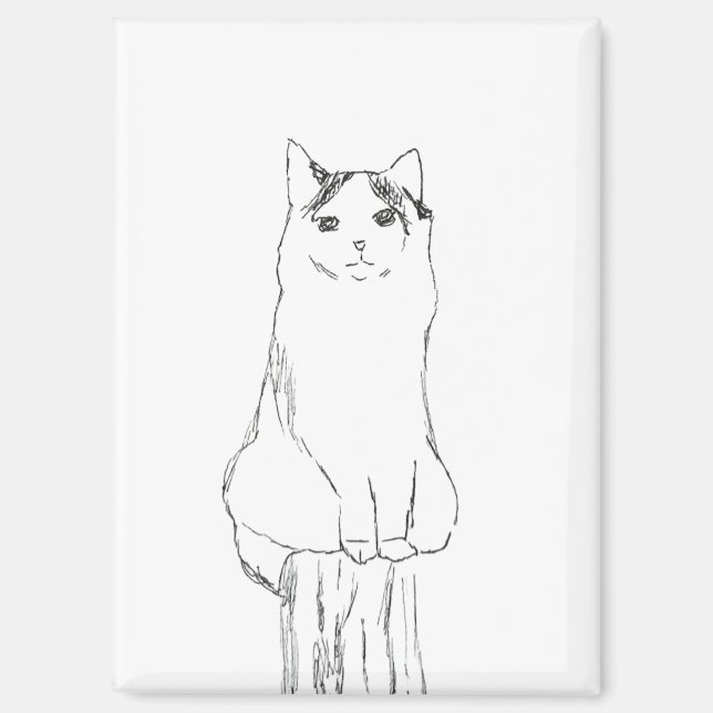 Aimant Croquis de chat mignon moderne (Recto)