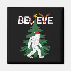 Aimant Croyez Bigfoot Sasquatch Yeti Santa Hat Noël