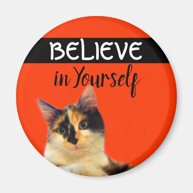 Aimant Croyez en votre confiance Citation Orange Kitty (Devant)