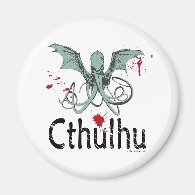 Aimant Cthulhu art vectoriel d'horreur (Devant)