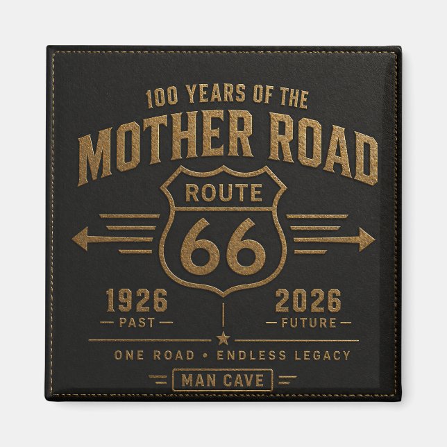 Aimant Cuir Noir 100 Ans de la Route Mère (Devant)