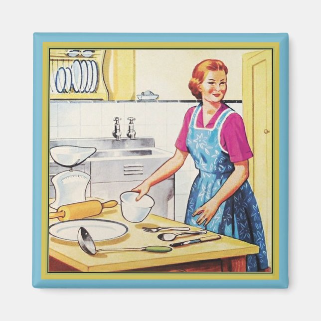 Aimant Cuisine à la maison kitsch des années 1950 (Devant)