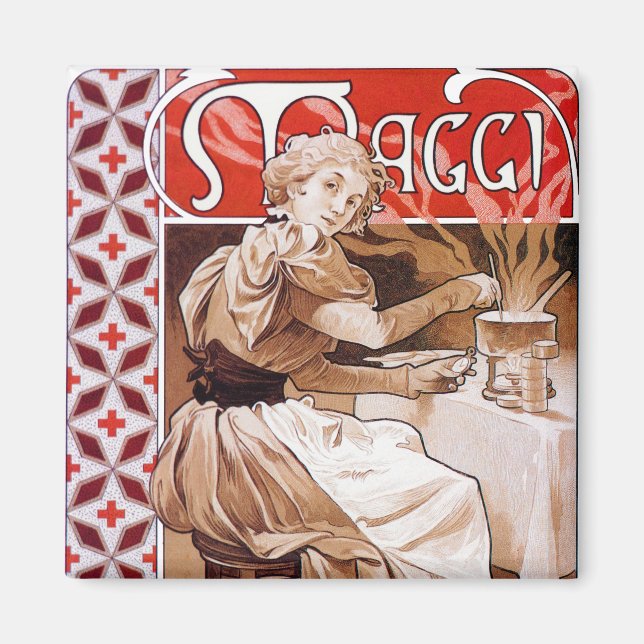 Aimant Cuisine de femme, Alphonse Mucha (Devant)