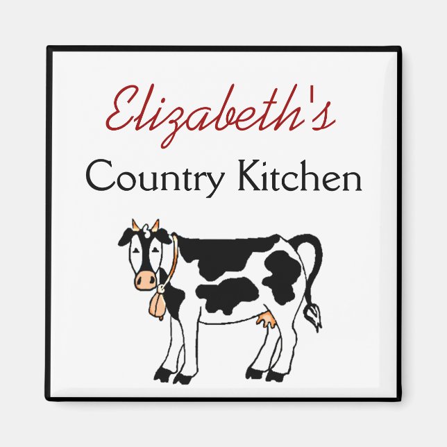 Aimant Cuisine de la vache à la campagne personnalisée (Devant)