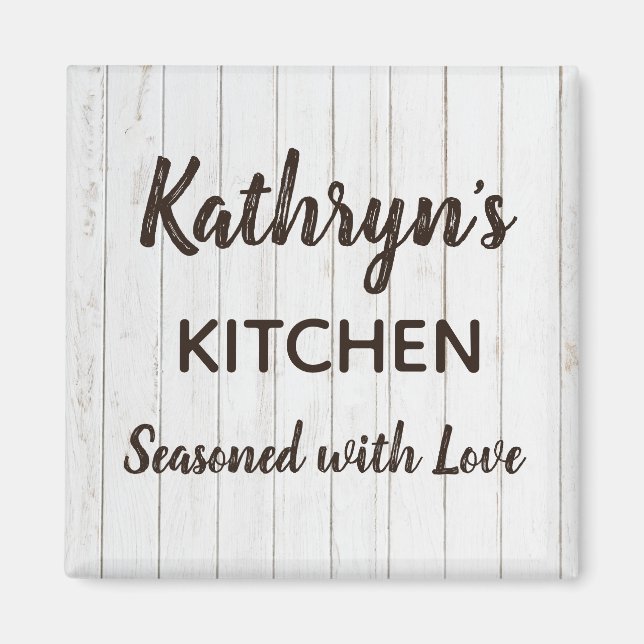 Aimant Cuisine personnalisée "Saisonnée avec amour" (Devant)