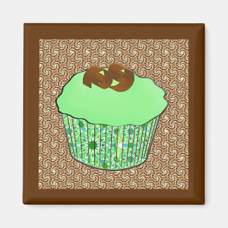 Aimant Cupcake au chocolat congelé à la menthe, Arrière -