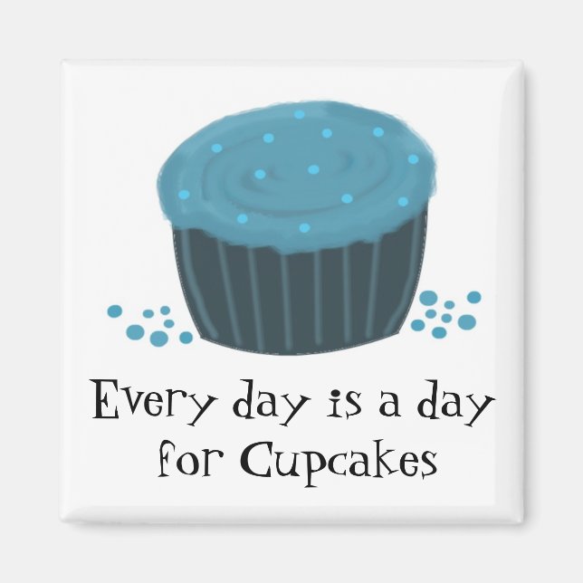 Aimant Cupcake bleu avec mignon dire (Devant)