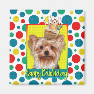 Aimant Cupcake d'anniversaire - Yorkshire Terrier