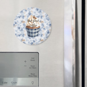 Aimant Cupcake Faux Denim Bleu aux Grains de Café