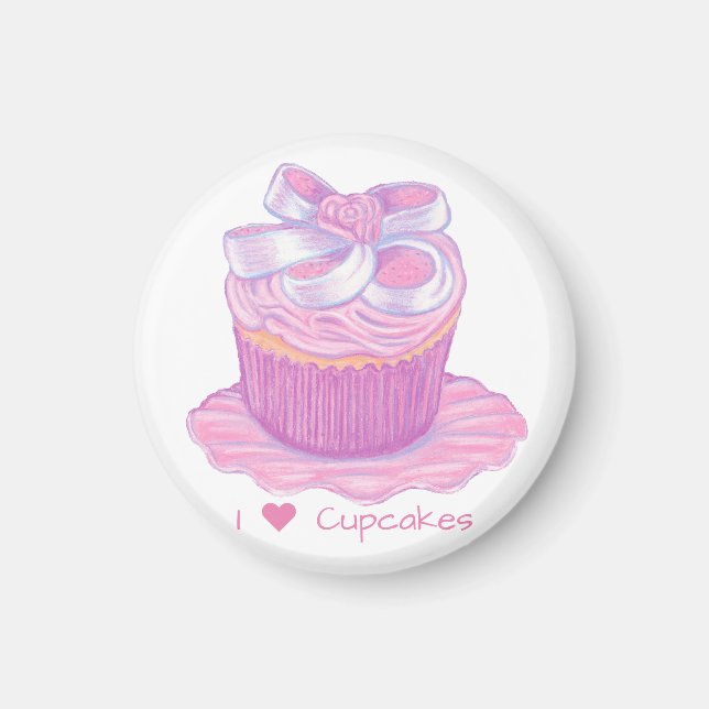 Aimant Cupcake rose sur l'aimant de plaque (Devant)