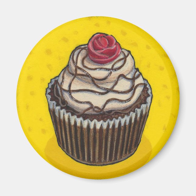 Aimant Cupcake sur jaune (Devant)