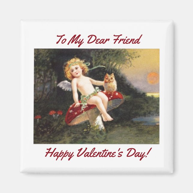 Aimant Cupid vintage avec hibou (Devant)