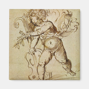 Aimant Cupidon avec un violon par Domenico Campagnola