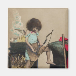 Aimant Cupidon vintage petit Valentine bleu