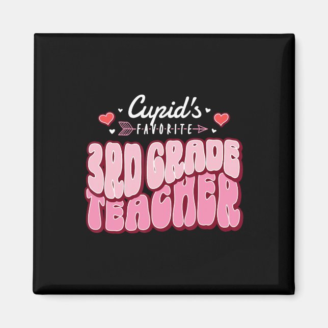 Aimant Cupid's Favorite 3rd Grade Teacher Valentine's Day (Devant)