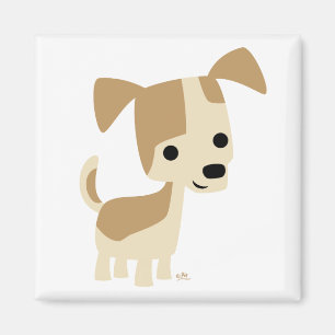 Aimant curieux de bande dessinée de petit chien