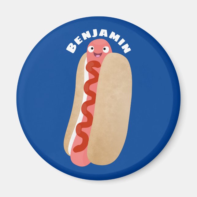 Aimant Curieux hot dog Weiner dessin animé (Devant)