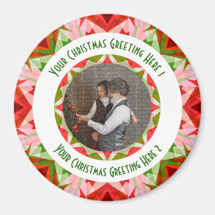 Aimant Custom Christmas Star Jolly Red Fun Photo Grey