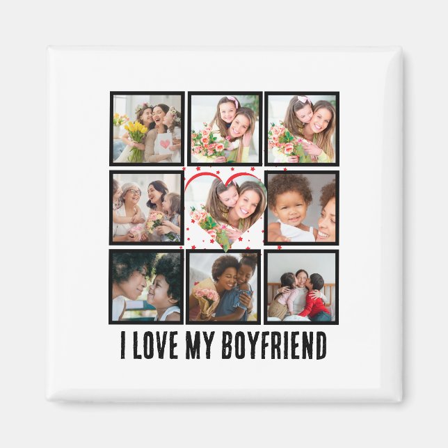 Aimant Custom Cute I love my boyfriend 9 Collage photo (Devant)