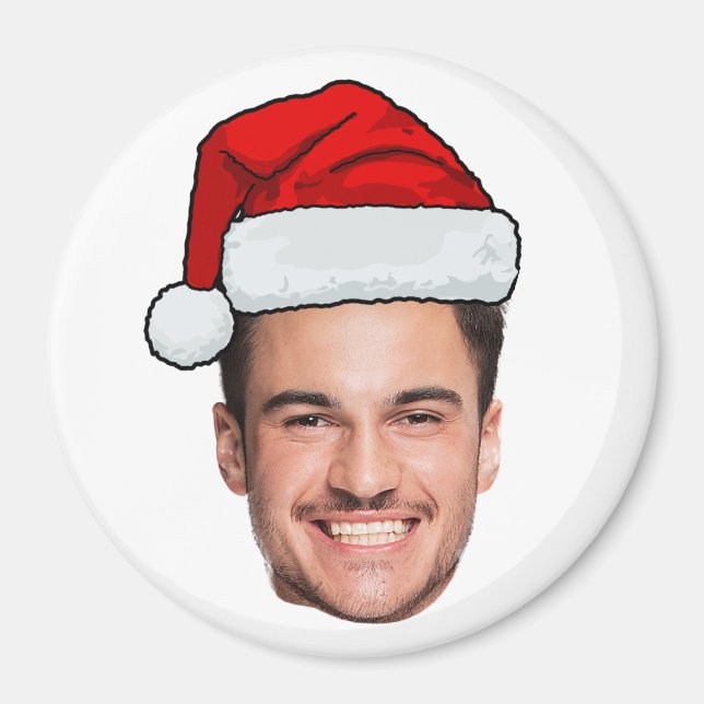 Aimant Custom Face Photo Santa Hat Christmas (Devant)