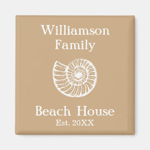 Aimant Custom Family Beach House Shell Beige