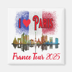Aimant Custom I Love Paris Skyline Français Drapeau Souve