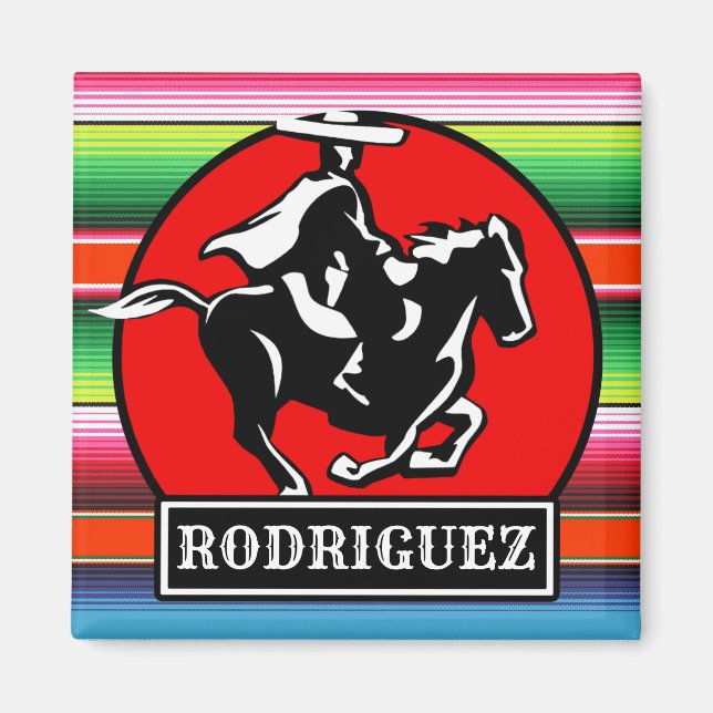 Aimant CUSTOM NAME Charro Horse Spanish Mexican Serape (Devant)