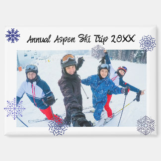 Aimant Custom Photo Snowflake Rectangle Travel