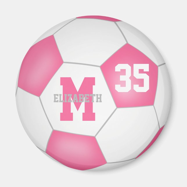 Aimant cut pink white girstom soccer (Devant)