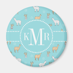 Aimant Cute Alpaca Llama Cactus Motif