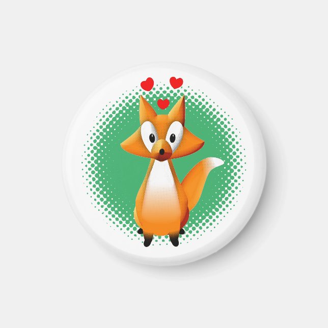 Aimant Cute animal caricature Fox (Devant)