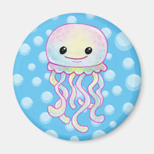 Aimant Cute Aquarelle arc-en-ciel Jellyfish