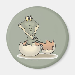Aimant Cute Baby Alligator Cartoon Hatching from Eggshell