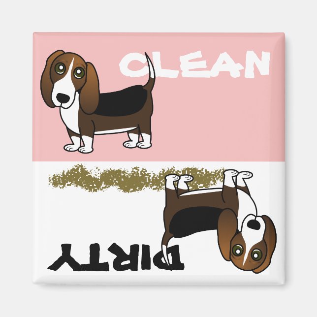 Aimant Cute Basset Hound Propre Lave-Vaisselle Sale Magne (Devant)