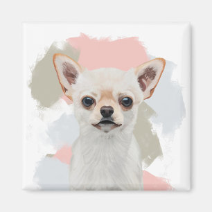 Aimant Cute blanc Chihuahua rose Abstrait