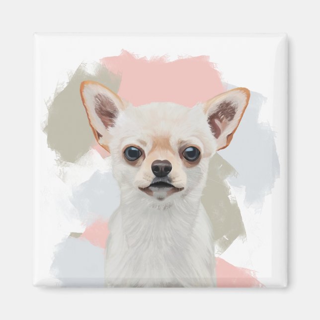 Aimant Cute blanc Chihuahua rose Abstrait (Devant)