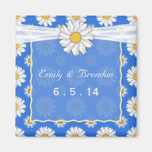 Aimant Cute bleu et blanc Mariage floral marguerite