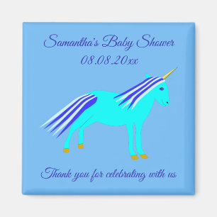Aimant Cute Blue Baby Boy Unicorn Custom Baby Shower