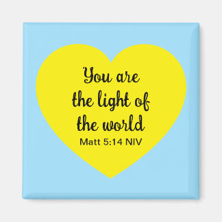 Aimant Cute Bright Yellow Heart Lumière du monde Bleu