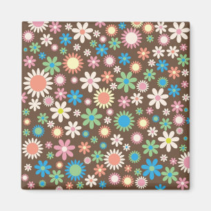 Aimant Cute brun rétro vintage marais motif floral