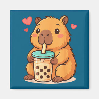Aimant Cute Capybara Kawaii Anime Drinking Bubble Tea Lov