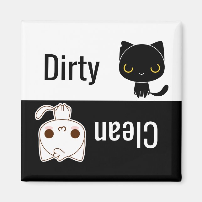 Aimant Cute Cats Dirty Nettoyer Lave-vaisselle (Devant)