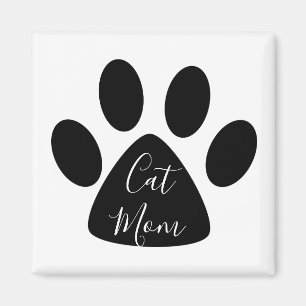 Aimant Cute chat maman Pawprint noir