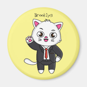 Aimant Cute chaton chat en costume d'affaires dessin anim