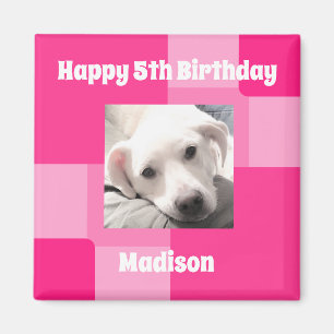 Aimant Cute Chien Photo 5Anniversaire rose